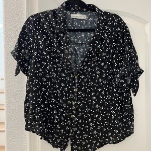 Abercrombie & Fitch white flower on black shirt button up - XL